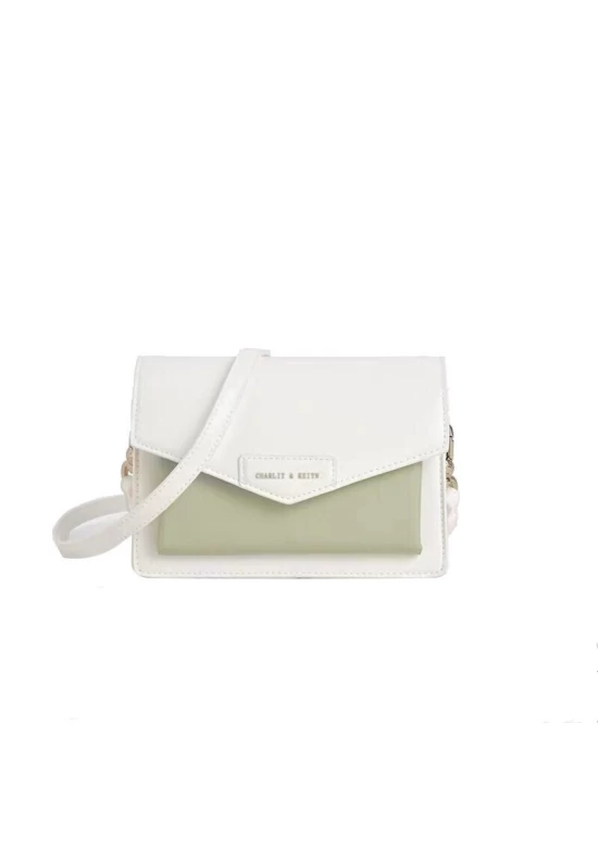 Charles Keith Messenger Bag Ladies Clamshell Messenger Bag Milky White